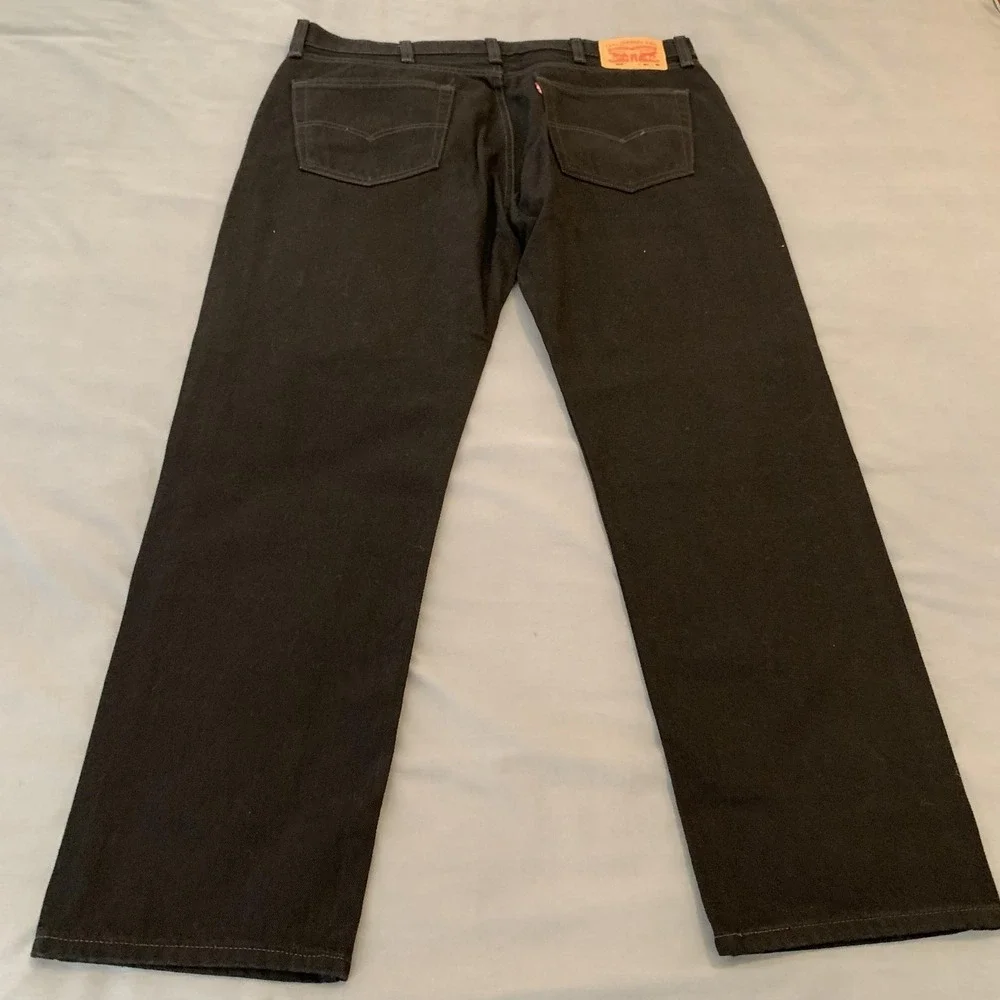 Levis 505 Jeans Mens 40x30 Black Dark Wash Regular Fit Straight Denim Pants